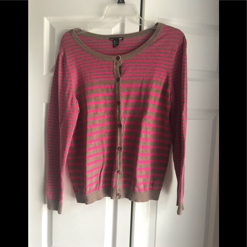 H&M basics pink and brown cardigan